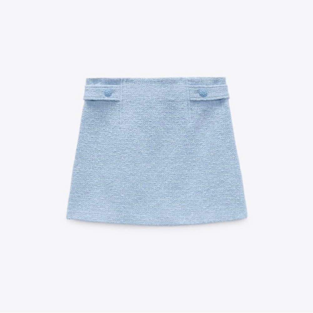 Zara baby blue tweed mini skirt